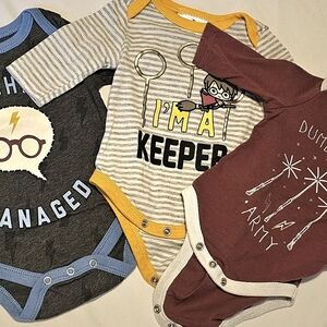 Harry Potter Baby Footies - Gray, Yellow, Maroon